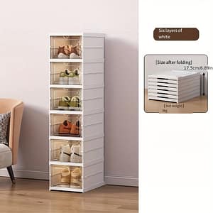 Folding Shoe Rack, Plastic Shoe Cabinet, Floor Mount, 4kg Shelf Load, Shoes Per Layer, No Golden Pipes, Various Room Types Clothing & Closet Storage Shop Online at Dubai Trades