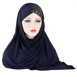Forehead Sequins Instant Hijab Solid Smooth Stretchy Pullover Head Wrap Casual Sunscreen Turban Clothing, Shoes & Jewelry Shop Online at Dubai Trades