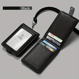 Genuine Leather Id Card Holder With Lanyard – 5 Card Slots – Pu Leather Material – English Text – Business Formal Accessories Badge Inserts Shop Online at Dubai Trades