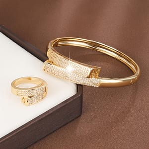 Geometric Design Synthetic Zirconia Women’s Bracelet + Ring Set Clothing, Shoes & Jewelry Shop Online at Dubai Trades
