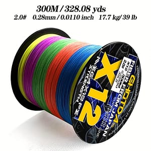 Ghotda X12 Braided Pe Fishing Line – 300m, 12 Strands, Coating, High Strength & Durability For Saltwater/freshwater, Multicolor, Original, 25lb~120lb Fishing Shop Online at Dubai Trades