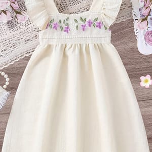 Girl’s Exquisite Embroidered Floral Ruffle Sleeve Casual Romantic Dress Casual Shop Online at Dubai Trades