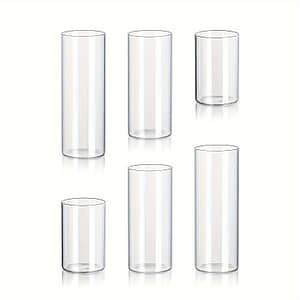 Glass Candleholder Set Of 6 – Tabletop Romance-themed Hurricane Holders With Lacquered Finish For Christmas, , Easter, Hanukkah, Thanksgiving – Transparent Cylinder Vases, 2 Sets Candleholder Sets Shop Online at Dubai Trades