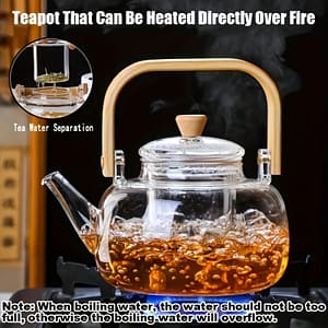 Glass Teapot With Bamboo Handle – 34oz Clear Borosilicate Glass With Removable Infuser, Heat Resistant Loose Dining & Entertaining Shop Online at Dubai Trades