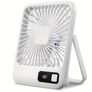 Goard Portable Desk Fan With 180° Swivel, 5-speed Adjustable Wind, Usb Rechargeable Battery, Power Display – Home, Office, Travel & Outdoor Use Heating, Cooling & Air Quality Shop Online at Dubai Trades