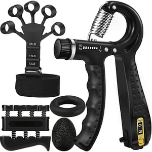 Grip Strength Trainer Kit (5 Pack) With Finger Exerciser, Hand Grip Strengthener, Hand Extension Exerciser, Hand Strength Ball And Forearm Workout Ring For Muscle Building Exercise & Fitness Shop Online at Dubai Trades