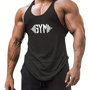 Gym Dumbbell Pattern Men’s Summer Tank Top, Men’s Breathable Lightweight Top For Fitness Clothing Shop Online at Dubai Trades