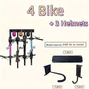 [] Heavy Duty Wall-mounted Bike Rack – For 4/5/6 Bicycles, Black Metal Garage Organizer With Multiple Hooks, Ideal For Road And Mountain Bikes Bike Racks & Stands Shop Online at Dubai Trades