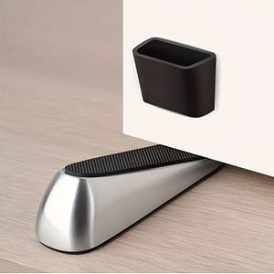 Heavy-duty Metal With Storage Sleeve – Zinc Alloy & Silicone, Brushed , Ideal For Any Floor Type Doorstops Shop Online at Dubai Trades