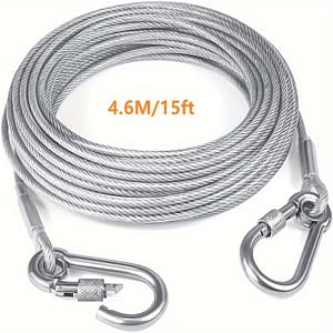 Heavy-duty Reflective Dog Tie-out Cable, 250 Lbs Capacity – Stainless Steel With Swivel Snap Hooks – Ideal For Outdoor, Yard & Camping Use Collars, Harnesses & Leashes Shop Online at Dubai Trades