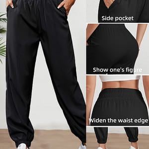 High Elastic Waist Jogger Pants, Loose Fit Quick Drying Slant Pockets Workout Trouser, Women’s Activewear Active Shop Online at Dubai Trades