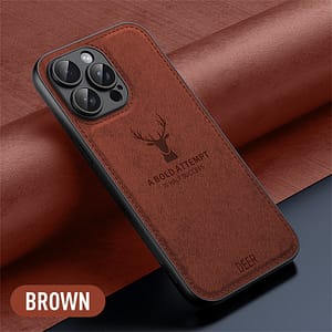 High-quality Faux Leather Pattern Silicone Deer Head Phone Case For Iphone15/14/13/12/11 Plus/pro/promax, Business Style Protective Phone Case Basic Cases Shop Online at Dubai Trades