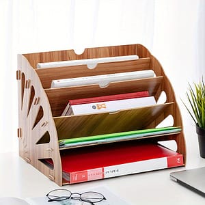 Hollow Fan-shaped Wood Desktop Office Supplies Organize Storage File Rack Multi-layer A4 Information Book Rack Desk Accessories & Workspace Organizers Shop Online at Dubai Trades