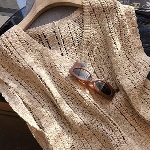 Hook Flower Cut Out Cropped Knit Tank Tops, Trendy Tops For Outdoor Sports, Women’s Clothing Active Shop Online at Dubai Trades