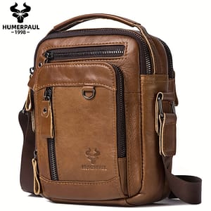 Humerpaul Men’s Genuine Leather Crossbody Bag, Top-grain Cowhide, Adjustable Shoulder Strap, Ruffle Detail, Multi-functional Daily Commute Sling Backpack Clothing, Shoes & Jewelry Shop Online at Dubai Trades 2
