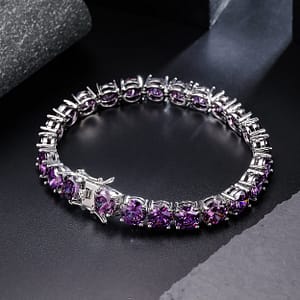 Icedchics 8mm Purple Cubic Zirconia – Fashionable Copper Chain For Weddings, Anniversaries & Casual Attire – Perfect Gift For Thanksgiving, Christmas, Father’s Day Bracelets Shop Online at Dubai Trades