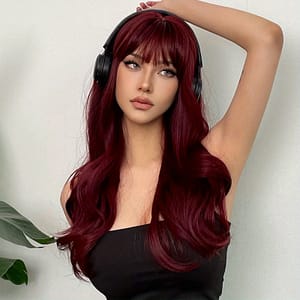 Inch Curly Wavy Hair Wig With Bangs – Synthetic For , Parties, Cosplay, Music Festival Beauty & Personal Care Shop Online at Dubai Trades