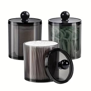 Jars Bathroom Jar 10 Oz Black Plastic Holder Storage Box For , Swab, Cotton , Floss Picks, Hair Clips And Ties Storage Box Organizer Bath Shop Online at Dubai Trades