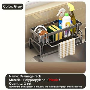Kitchen Sink Organizer Basket With Brush Holder, Non-rust Polypropylene For Sink, Dishwashing Sponge Storage Box With Divider Dish Cloth & Sponge Holders Shop Online at Dubai Trades