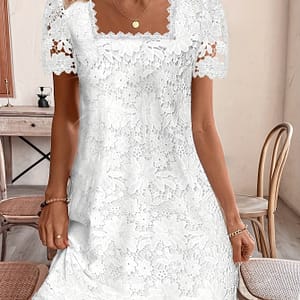 Lace Square Neck Dress, Short Sleeve Dress For , Women’s Clothing Clothing Shop Online at Dubai Trades