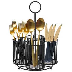 Large 4-compartment Metal Utensil – Kitchen Organizer For Cutlery, & Forks – For Countertops & Dining Tables Flatware & Utensil Storage Shop Online at Dubai Trades 2