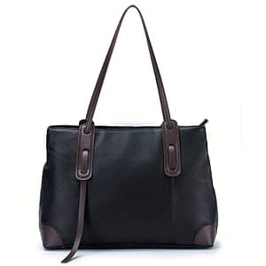 Large Capacity Leather Tote Bag With Zipper Closure And Shoulder Strap – Commuting Clothing, Shoes & Jewelry Shop Online at Dubai Trades