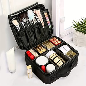 Large Capacity Multifunctional Makeup Bag – Durable Oxford Cloth, Portable Travel Cosmetic Organizer With Adjustable Compartments, Black, Makeup Travel Bag Bags & Cases Shop Online at Dubai Trades