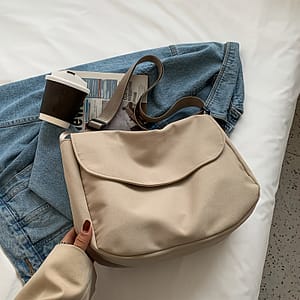 Large Capacity Nylon Crossbody Bag With Adjustable Strap, Zipper Closure – Lightweight, Foldable Design In Beige/coffee//black – Ideal For Daily Use Clothing, Shoes & Jewelry Shop Online at Dubai Trades