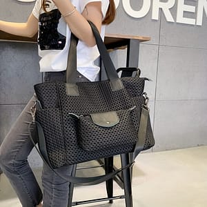 Large Capacity Nylon Tote Bag For Women, 2023 Travel Handbag, Solid Shoulder Bag With Zipper Closure, Polyester Lined, Nylon Material, No Paint – Black Clothing, Shoes & Jewelry Shop Online at Dubai Trades