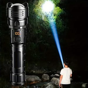 Led Flashlight – Rechargeable, Long Range Torch With 1200mah Battery For Outdoor Camping & Tactical Use Camping & Hiking Shop Online at Dubai Trades