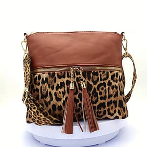 Leopard Print Tassel Slim Crossbody Pouches, Pu Material, With Adjustable Strap, Stylish Women’ Handbags Clothing, Shoes & Jewelry Shop Online at Dubai Trades