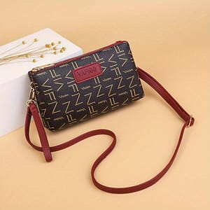 Letter Print Crossbody Bag, Double Zipper Clutch Purse, Women’s Leather Handbag With Wristlet Clothing, Shoes & Jewelry Shop Online at Dubai Trades