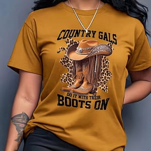 Letter Print Round Neck T-shirt With A Western Cowboy Hat Design Clothing Shop Online at Dubai Trades