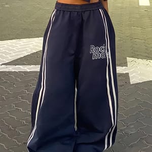 Letter Print Wide Leg Pants, Young Baggy Streetwear Sporty Pants, Women’s Clothing Clothing Shop Online at Dubai Trades