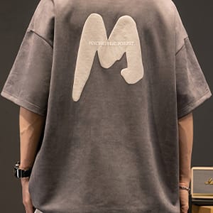 Letter “m” Patched Loose Fit T-shirt With Crew Neck And Short Sleeve, Casual And Chic Breathable Tops For Men’s Summer Outdoors And Sports Wear Active Shop Online at Dubai Trades