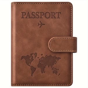 Lightweight Anti-theft Passport Holder – Brown With World , Magnetic Closure, Ideal For Travel And Vacation, Vacation Accessory|stylish Passport Holder|secure Closure Clothing, Shoes & Jewelry Shop Online at Dubai Trades