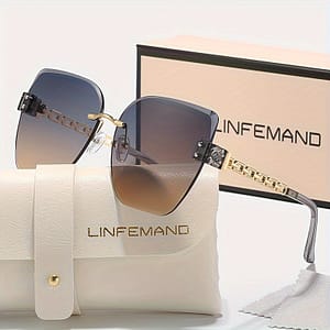 Linfemand Frameless Gradient Cat Eye Glasses For Women, Glasses For Driving And Festivals Accessories Shop Online at Dubai Trades