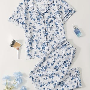 Little Chiffon Short Sleeve Top + Little Print Long Pants Home Set Clothing Shop Online at Dubai Trades