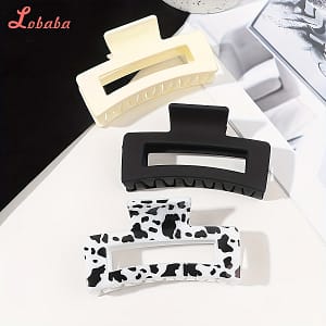 Lobaba Elegant Minimalist Oblong Hair Claw Clips Set Of 3 – , Big Size, Solid Color & Transparent Print – Plastic Shark Clip Hair Accessories For Women And Girls 14+ Beauty & Personal Care Shop Online at Dubai Trades