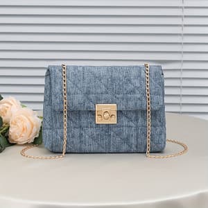 Lock Buckle Embroidered Bag Chain Bar Diamond Grid Single Shoulder Crossbody Bag Fashionable And Women’s Denim Bag Clothing, Shoes & Jewelry Shop Online at Dubai Trades