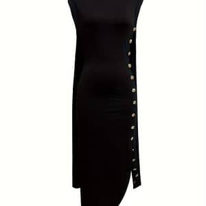 Long Sleeveless Polyester Spandex Evening Gown With Zipper Closure, Elegant Design, Suitable For Women Clothing Shop Online at Dubai Trades
