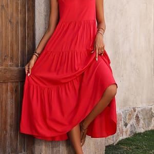 Loose V Neck Ruffle Hem Dress, Casual Sleeveless Dress For , Women’s Clothing Clothing Shop Online at Dubai Trades