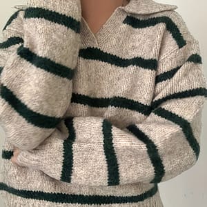 Loose-fitting Long-sleeve Striped Sweater With A Lapel That The Figure, Made Of Thick Blend. Clothing Shop Online at Dubai Trades
