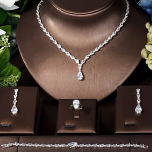 Luxury Aaa Zirconia Material Water Drop Shape Women’ Matching Middle Eastern Bride Jewelry Set Clothing, Shoes & Jewelry Shop Online at Dubai Trades