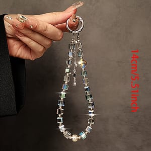 Luxury And High-end Crystal Bead Hand Chain Wrist Short Hanging Rope With Clip Phone Case Key Chain Bag Pendant Accessories Shop Online at Dubai Trades