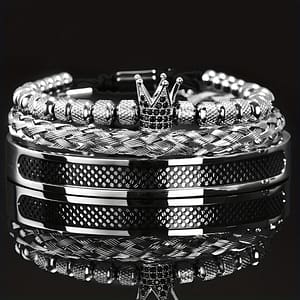 Luxury Handmade Men Crown Bracelets Contrast Colour Bangles Hemp Rope Buckle Open Stainless Steel Micro Pave Cz Jewelrynew Year’s Gifts Valentine’s Day Gifts Bracelets Shop Online at Dubai Trades