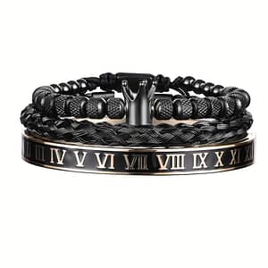 Luxury Stainless Steel Roman Bracelet With Charm, Adjustable Open Cuff, For Men, Daily, Party, Gift Occasions – Manorsaga Bracelets Shop Online at Dubai Trades