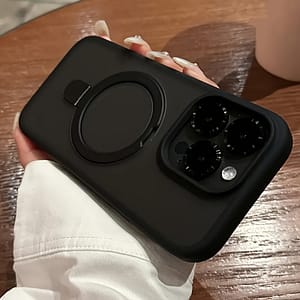 Luxury Wireless Charger Ring Stand Phone Case With Magnetic For Iphone 15/ 14/ 13/ 12/ 11 Pro Max/ Plus Shockproof Bumper Matte Clear Cover With Lens Protective Film Basic Cases Shop Online at Dubai Trades