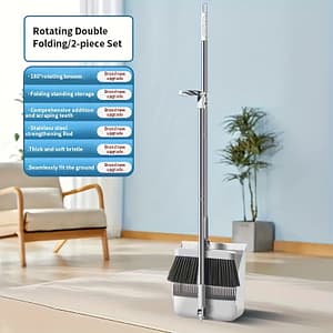 Magnetic Cleaning Broom Set With 2 Pieces, Foldable Soft-bristle Broom And Squeegee, Featuring A Rotating Design. Brooms Shop Online at Dubai Trades