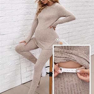 Maternity Suit Spring Casual Top And Adjustable Elastic Waist Pants Two-piece Maternity Clothes Women’s Maternity Clothes Clothing Sets Shop Online at Dubai Trades